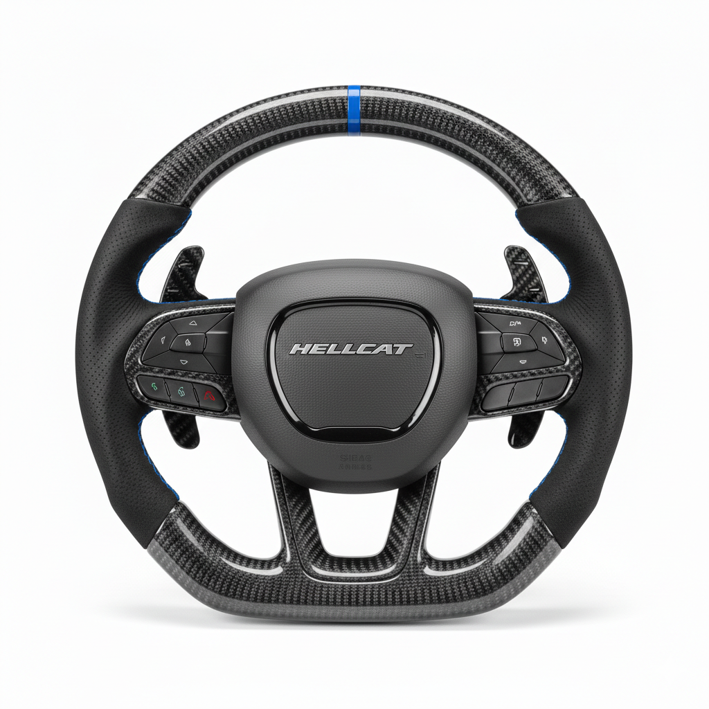 Custom Dodge Charger/Challenger (2015-2023)/ Durango/Jeep Cherokee (2014-2023) Carbon Fiber Steering Wheel