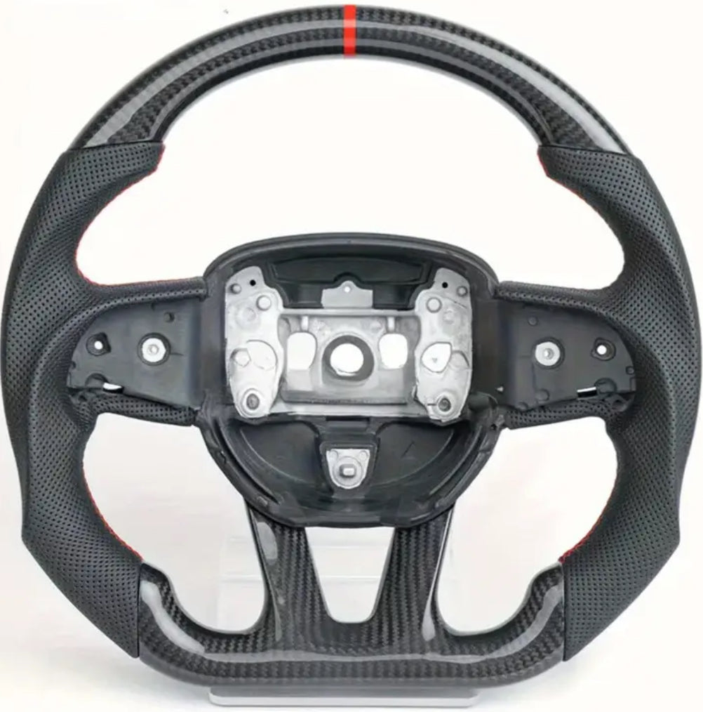 Dodge Charger/Challenger (2015-2023)/ Durango/Jeep Cherokee (2014-2023) HEATED Carbon Fiber Steering Wheel