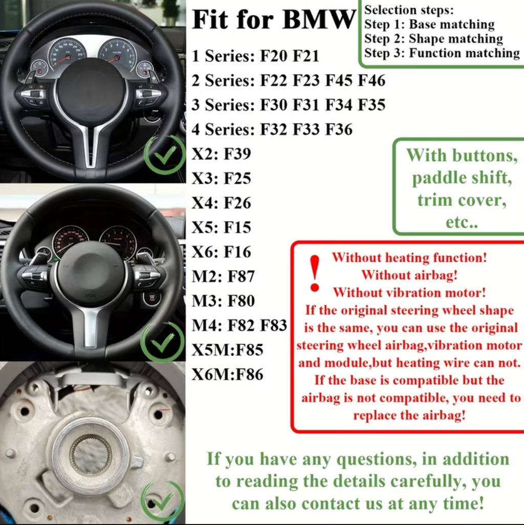 BMW F30 Nappa Leather Steering Wheel W/Trim Piece And Paddle Shifters