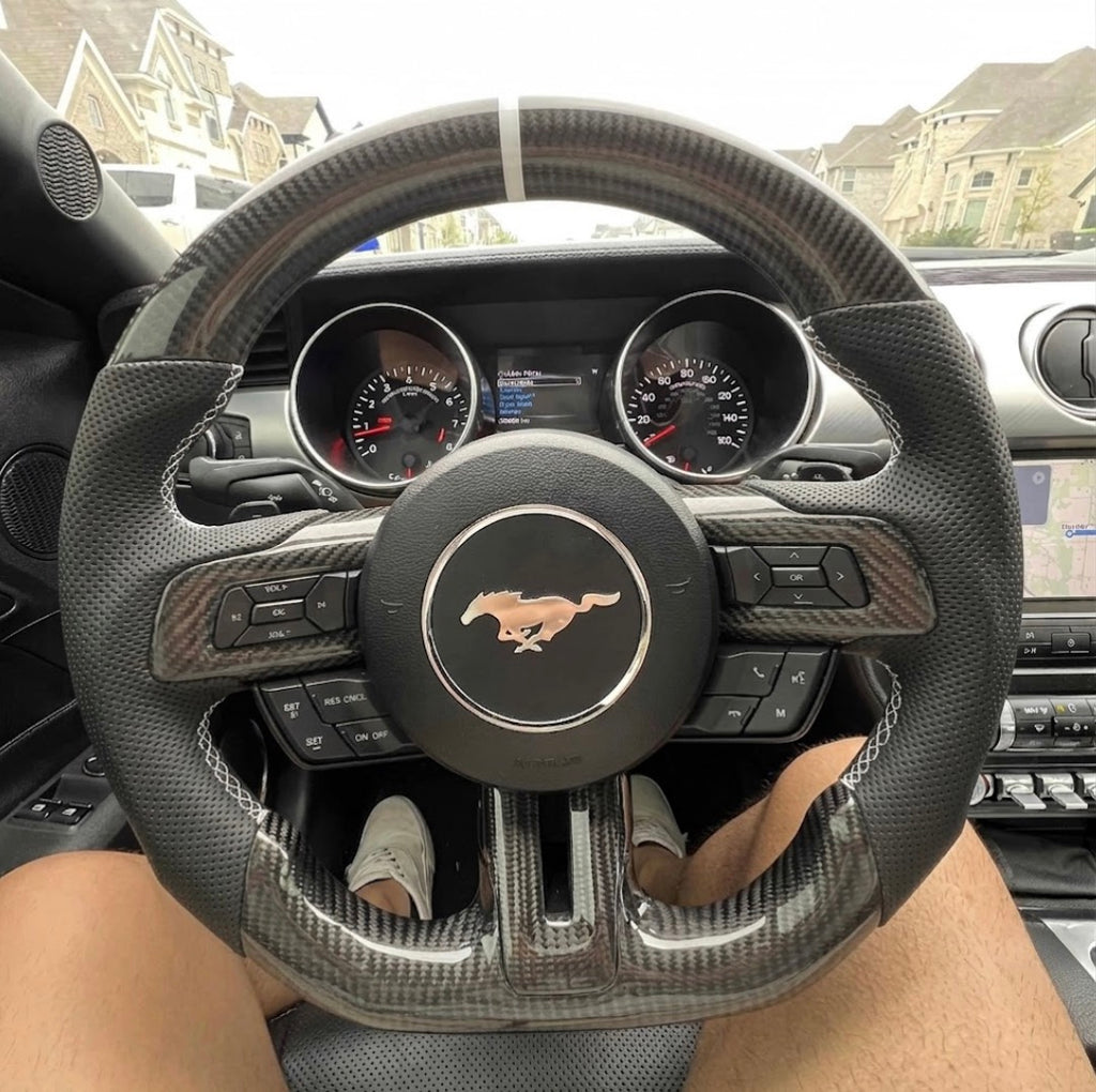 Ford Mustang (2018-2023) Carbon Fiber Steering Wheel W/Trim Piece