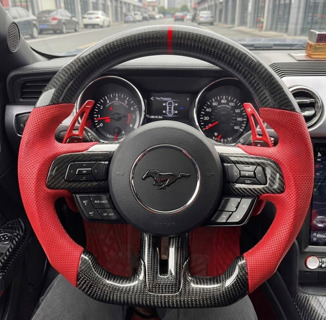 Ford Mustang (2018-2023) Carbon Fiber Steering Wheel W/Trim Piece