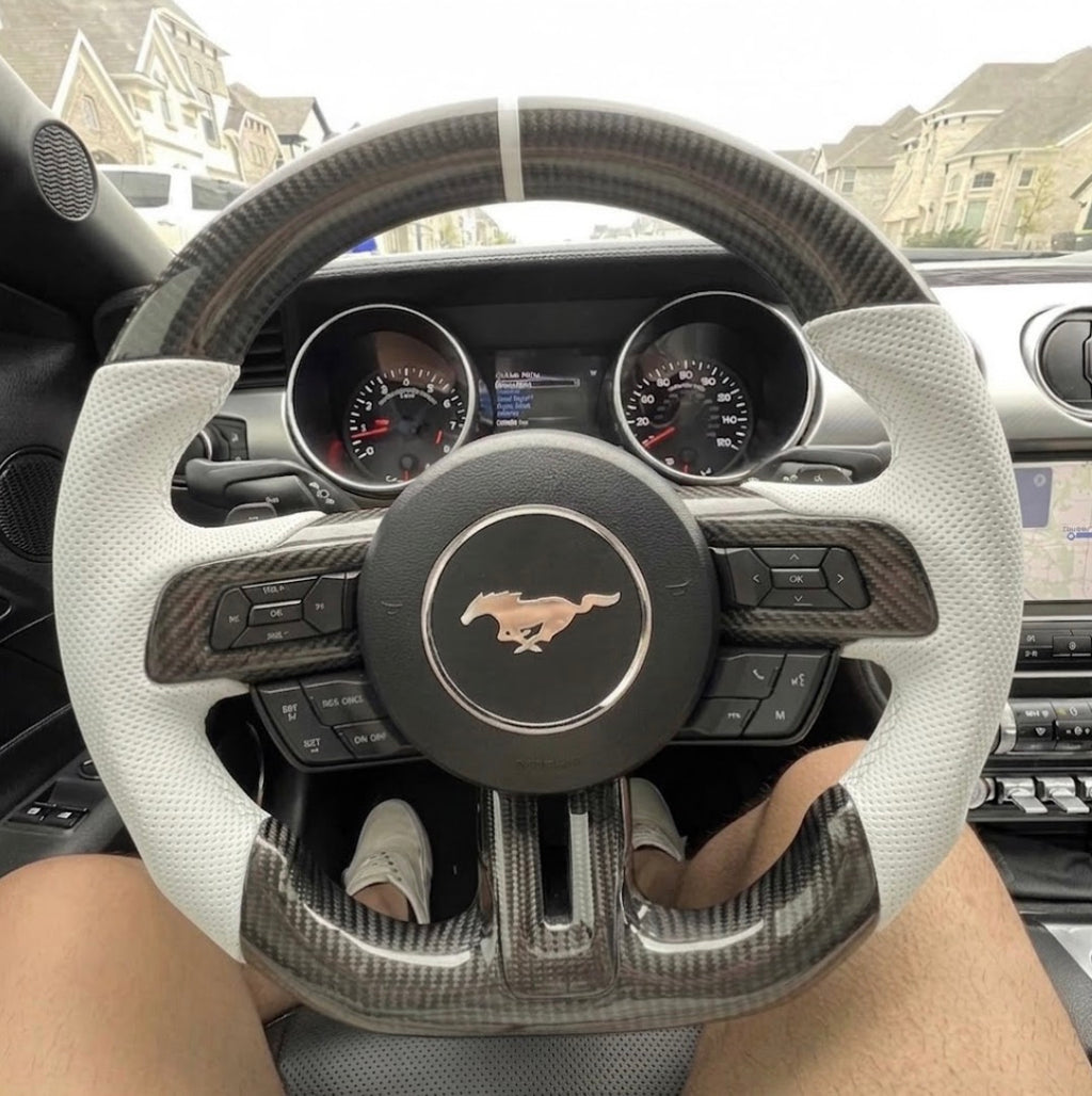 Ford Mustang (2018-2023) Carbon Fiber Steering Wheel W/Trim Piece