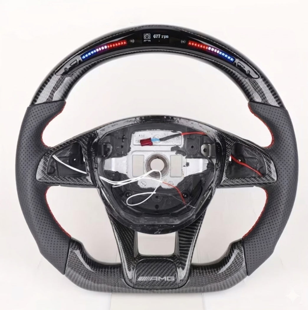 Mercedes (2010-2018) LED Carbon Fiber Steering Wheel W/Trim Piece