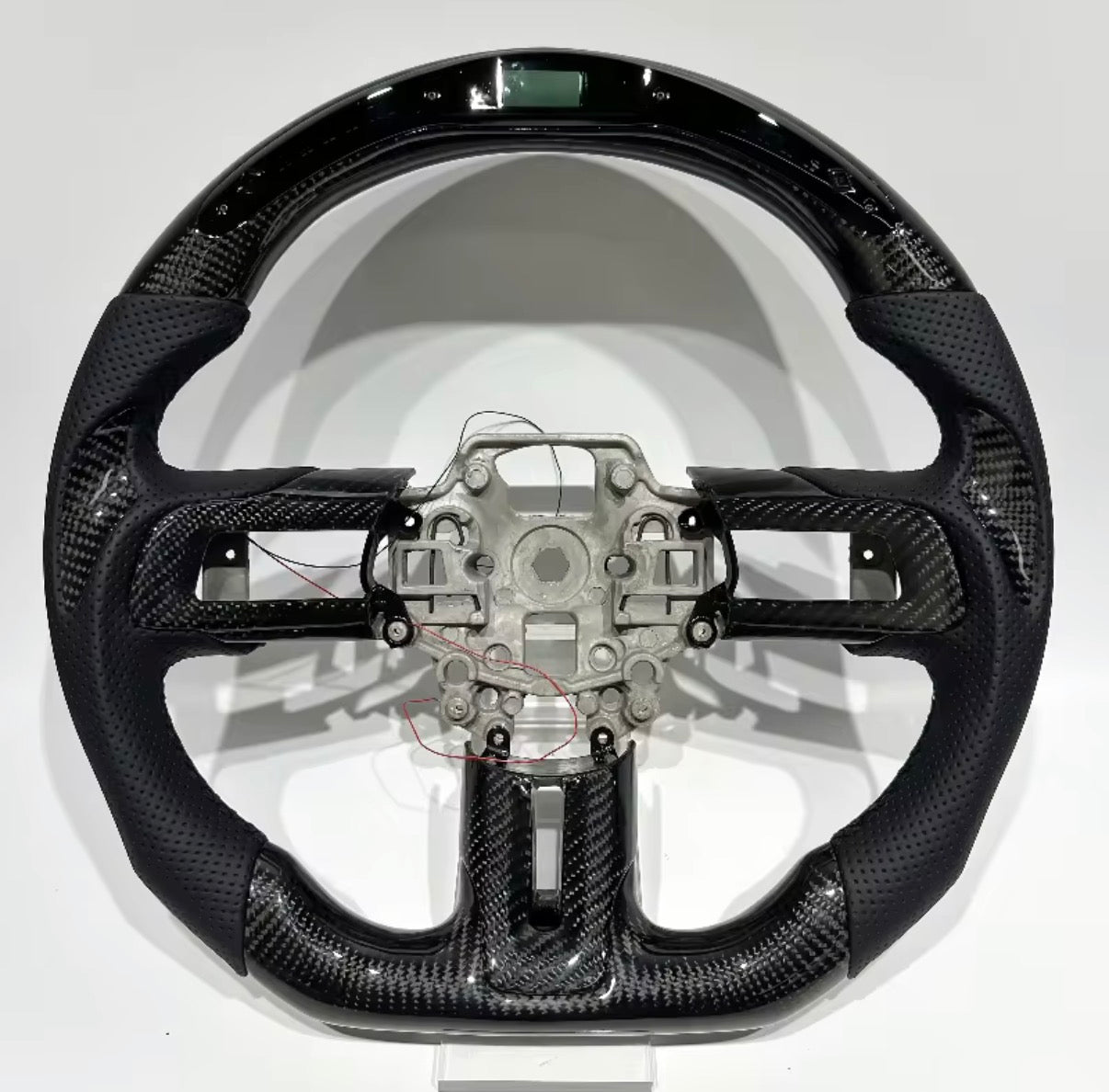 Ford Mustang (2018-2023) LED Carbon Fiber Steering Wheel W/Trim Piece And Thumb Grips
