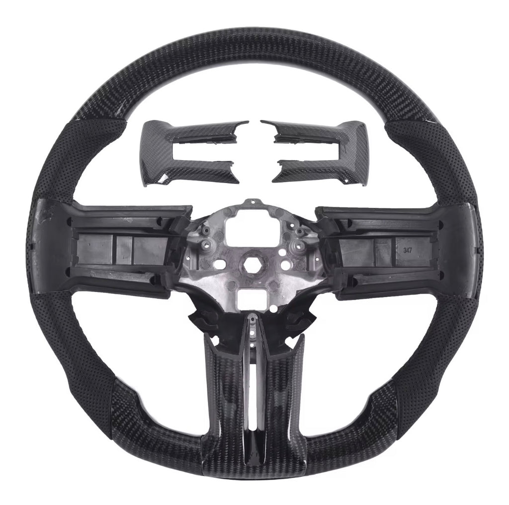Ford Mustang (2010-2014) Carbon Fiber Steering Wheel W/Thumb Grips And Trim Piece
