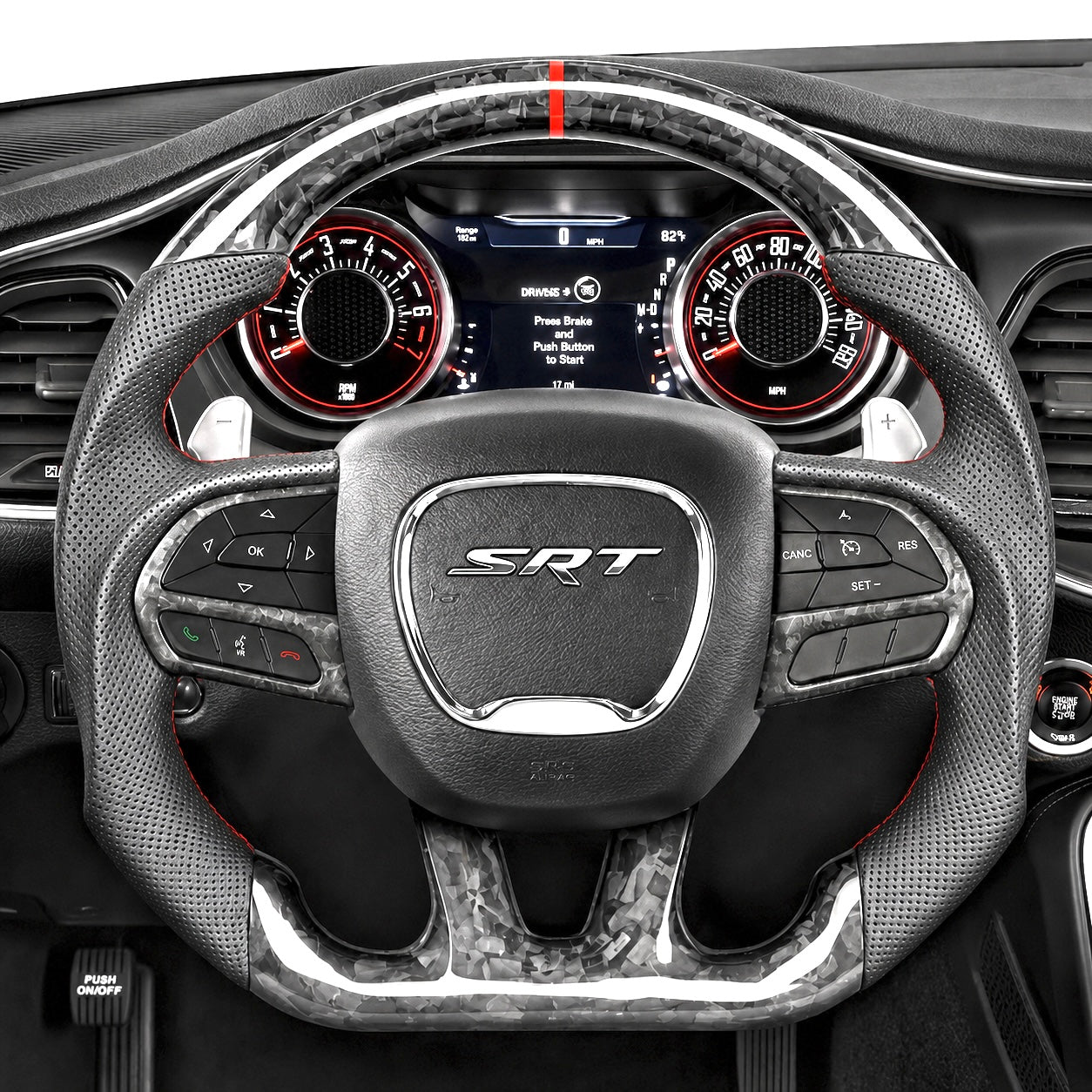 Dodge Charger/Challenger (2015-2023)/ Durango/Jeep Cherokee (2014-2023) FORGED Carbon Fiber Steering Wheel W/Trim Piece