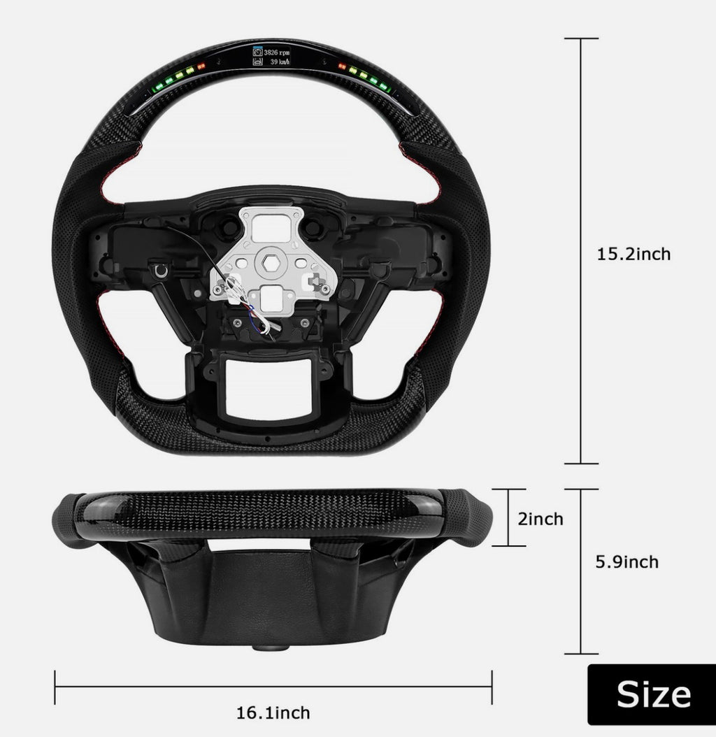 Ford F-150/F-250/F-350 (2015-2020) LED Carbon Fiber Steering Wheel
