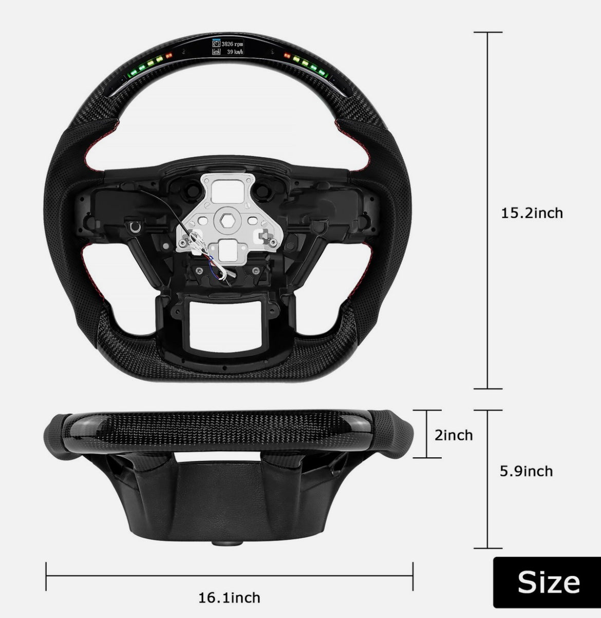 Ford F-150/F-250/F-350 (2015-2020) LED Carbon Fiber Steering Wheel