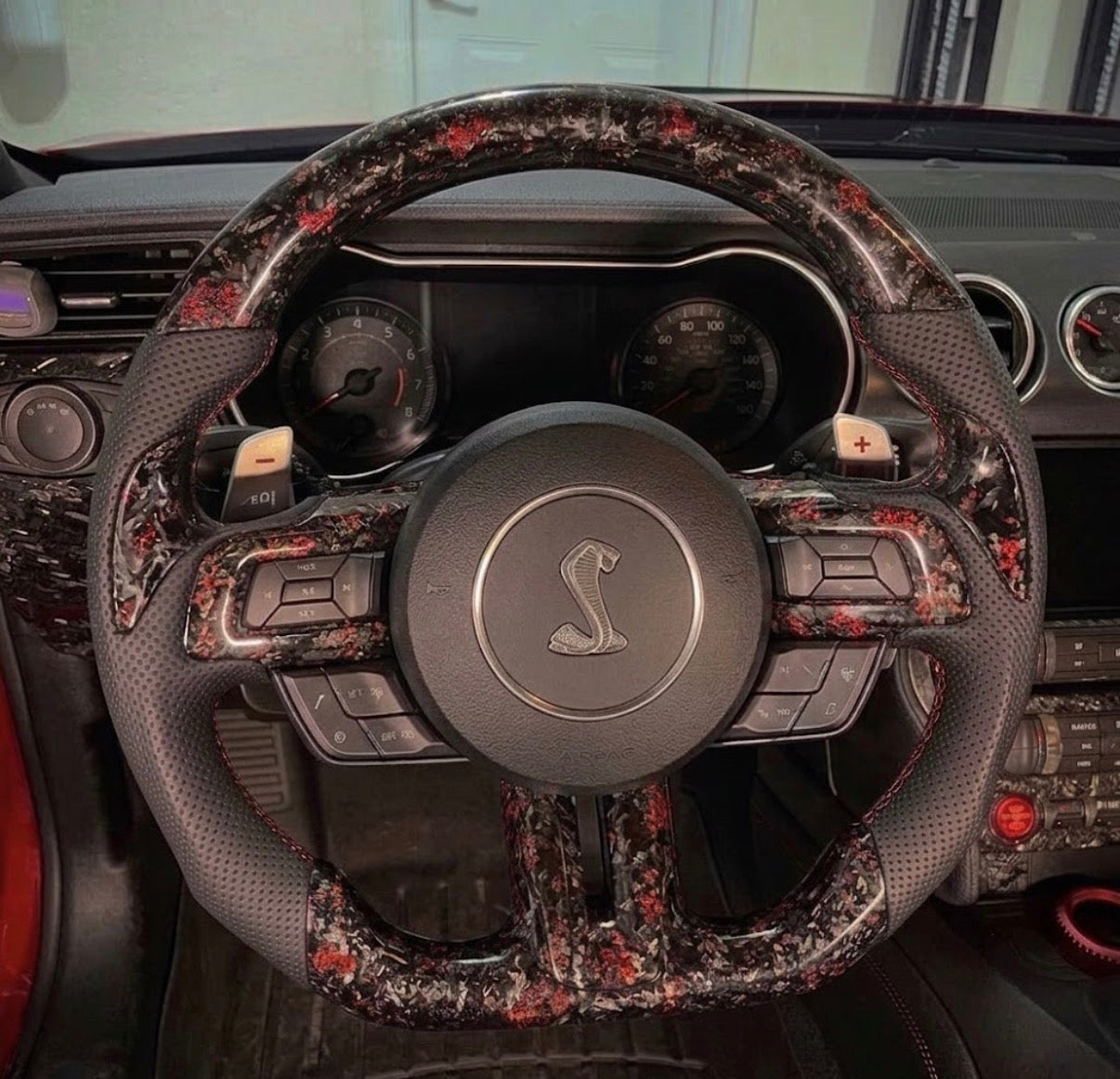 Ford Mustang (2018-2023) FORGED Carbon Fiber Steering Wheel W/Thumb Grips