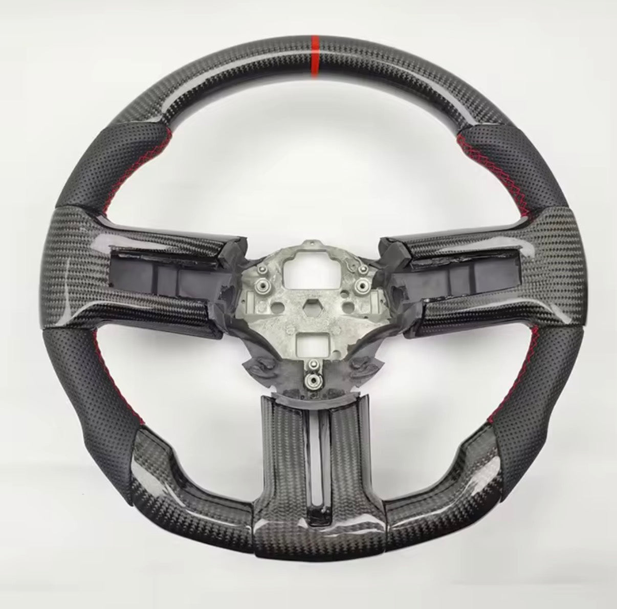 Ford Mustang (2012-2014) Carbon Fiber Steering Wheel W/Thumb Grips And Trim Piece