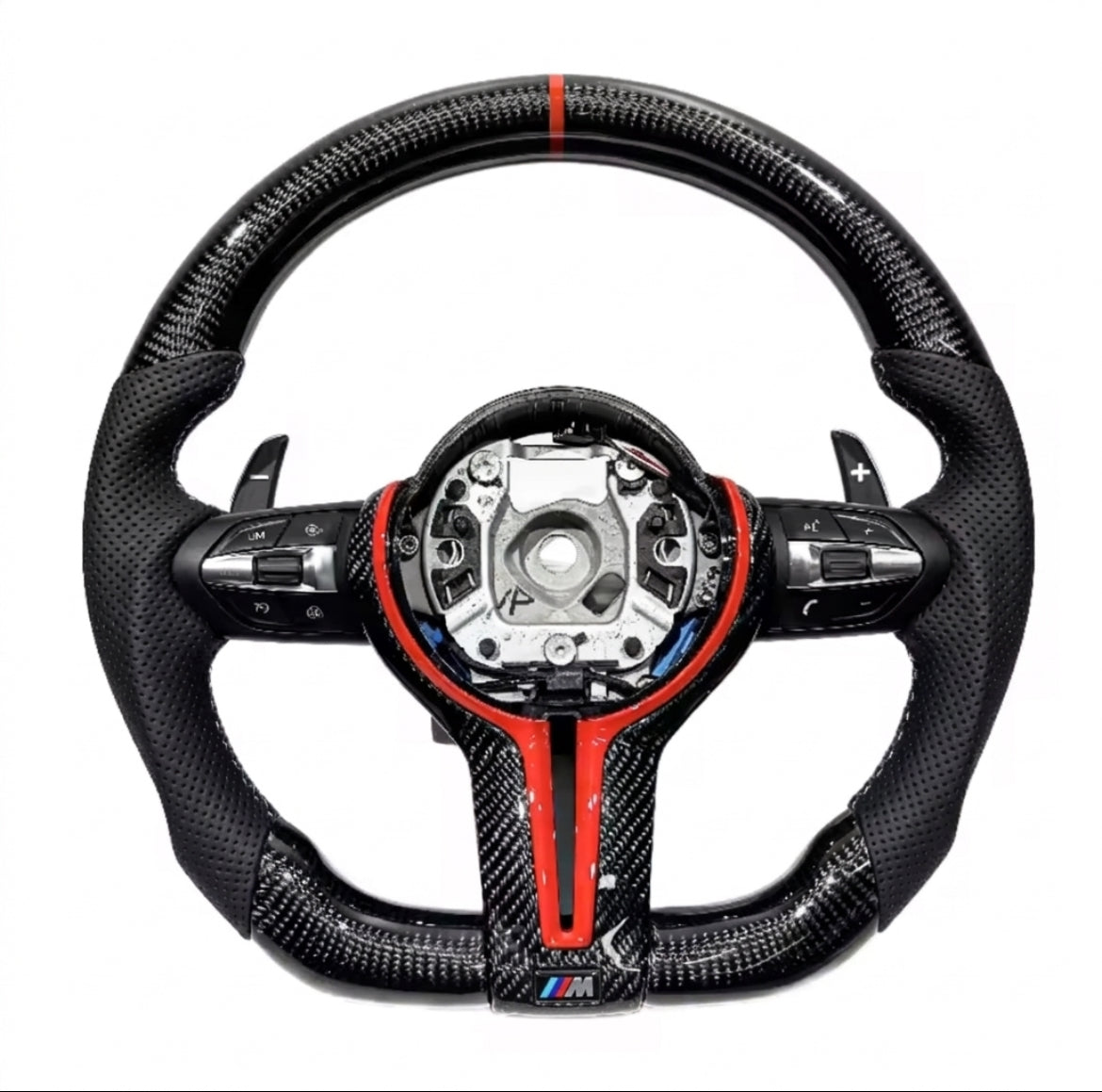 BMW F10 Carbon Fiber Steering Wheel W/Trim Pieces Paddle Shifters And Buttons
