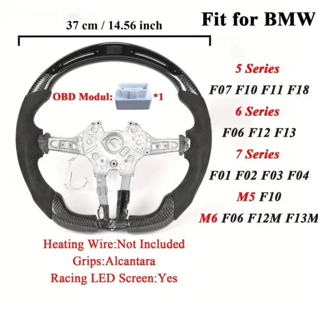 BMW F10 LED Carbon Fiber Steering Wheel W/Alcantara Grips