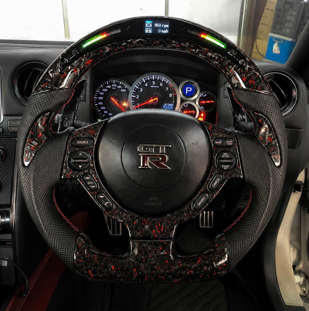 Nissan GTR (2007-2016) FORGED LED Carbon Fiber Steering Wheel W/Trim Piece