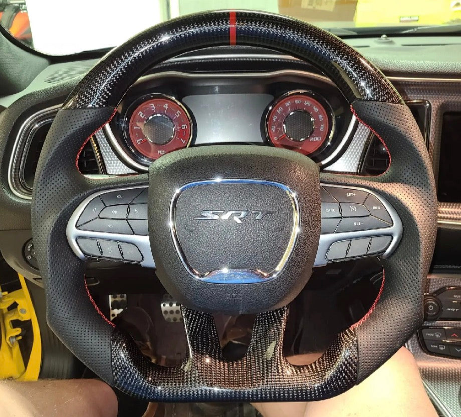 Dodge Charger/Challenger (2015-2023)/ Durango/Jeep Cherokee (2014-2023) Carbon Fiber Steering Wheel