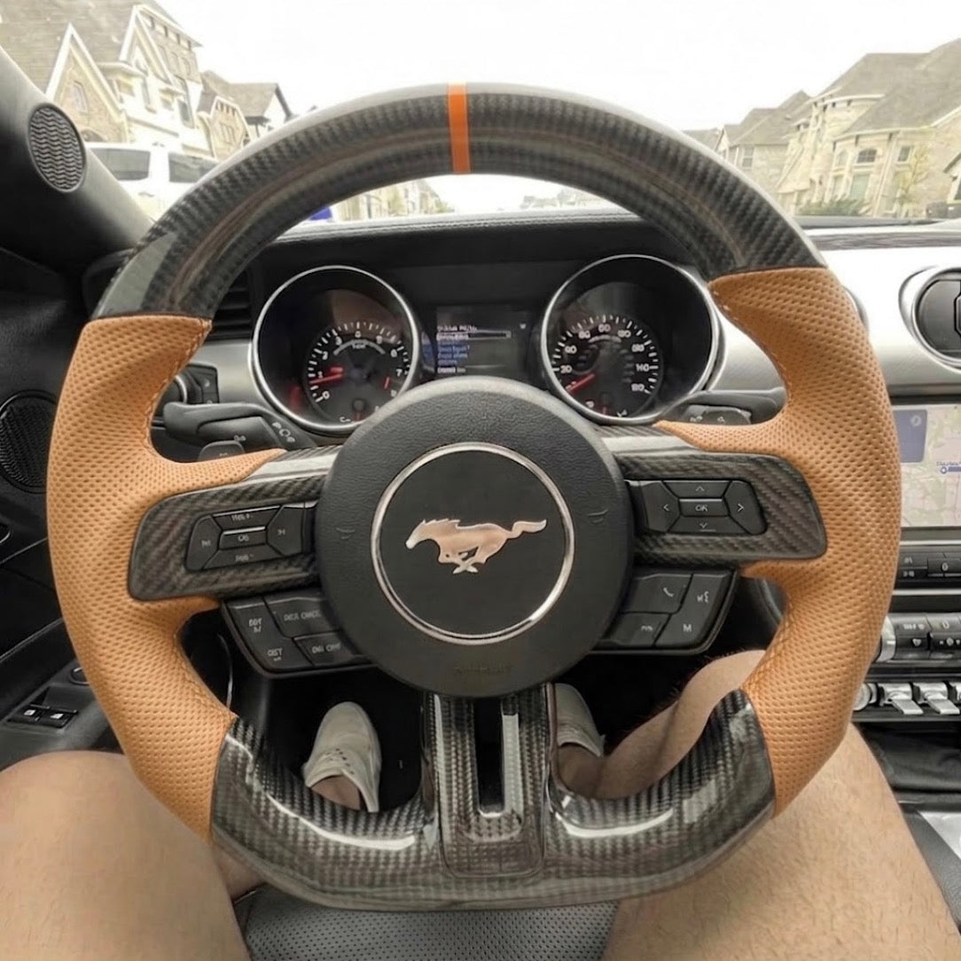 Ford Mustang (2018-2023) Carbon Fiber Steering Wheel W/Trim Piece
