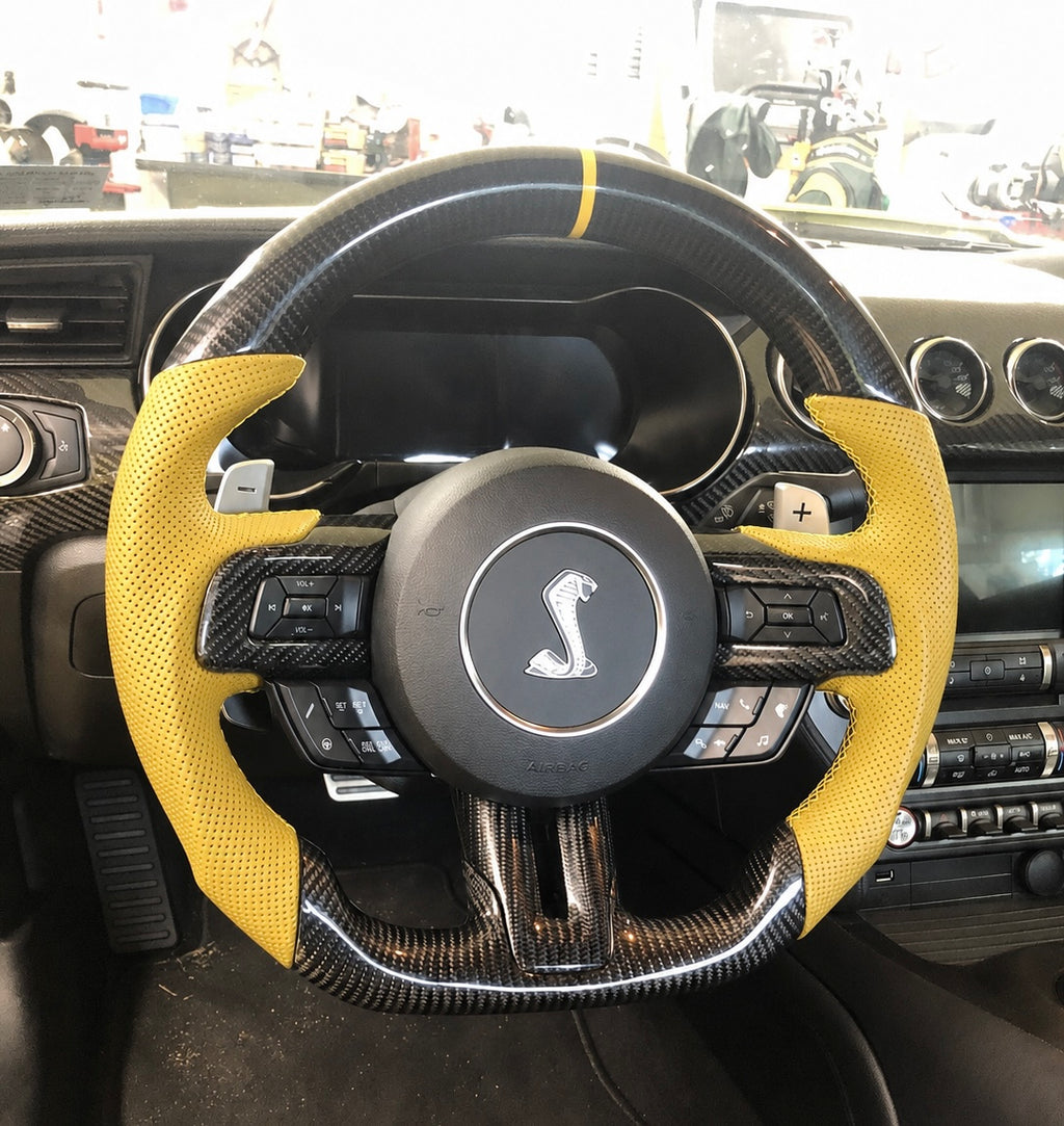 Ford Mustang (2018-2023) Carbon Fiber Steering Wheel W/Trim Piece