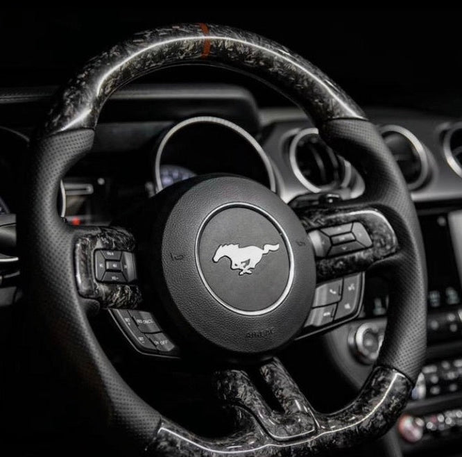 Ford Mustang (2018-2023) FORGED Carbon Fiber Steering Wheel W/Thumb Grips