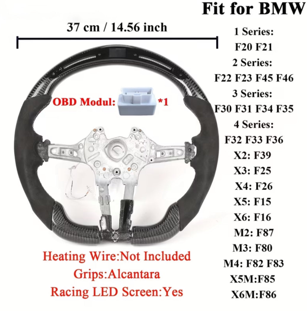 BMW F30 LED Carbon Fiber Steering Wheel W/Alcantara Grips