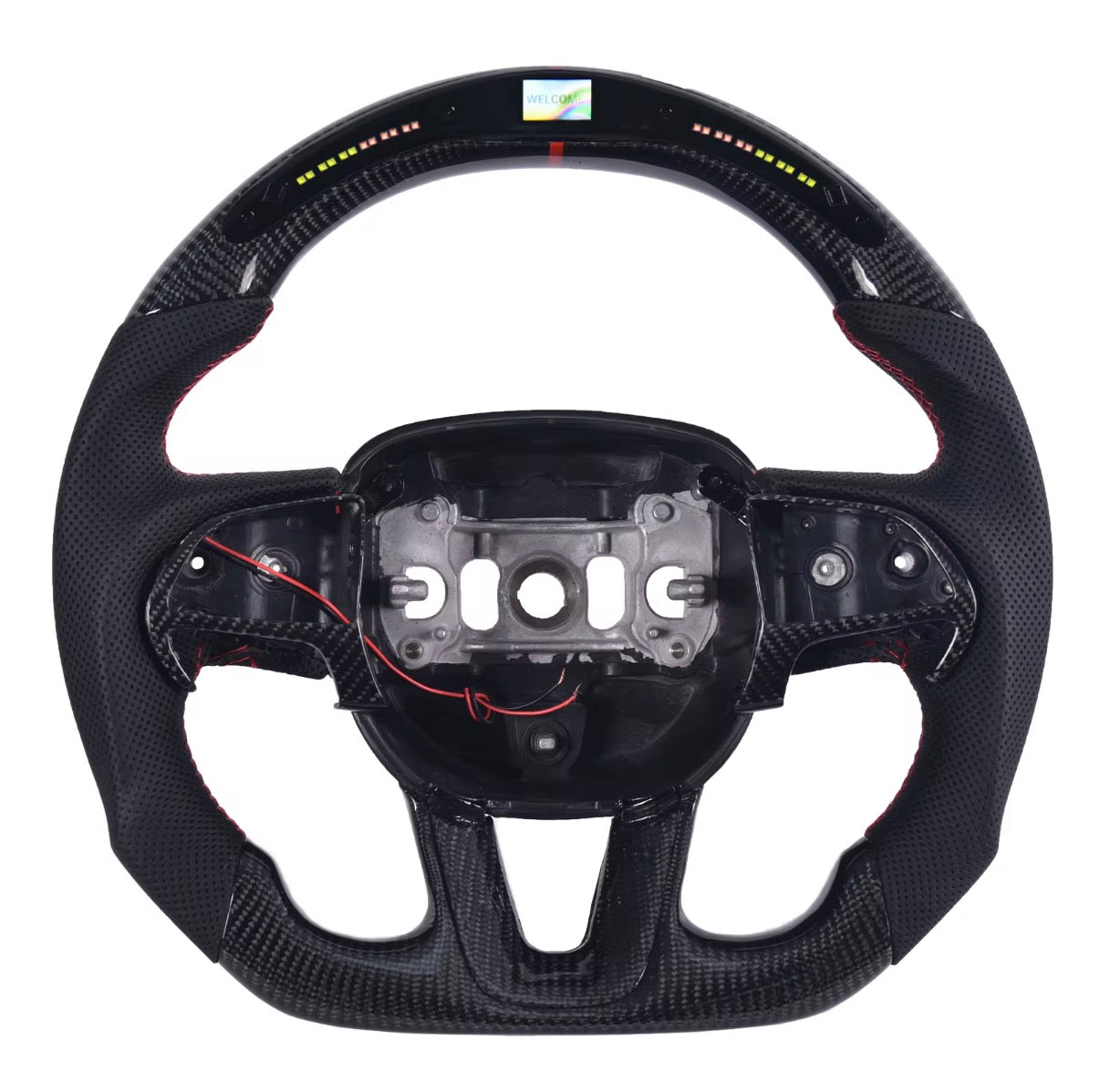 Dodge Charger/Challenger (2015-2023)/ Durango/Jeep Cherokee (2014-2023) LED Carbon Fiber Steering Wheel W/Trim Piece