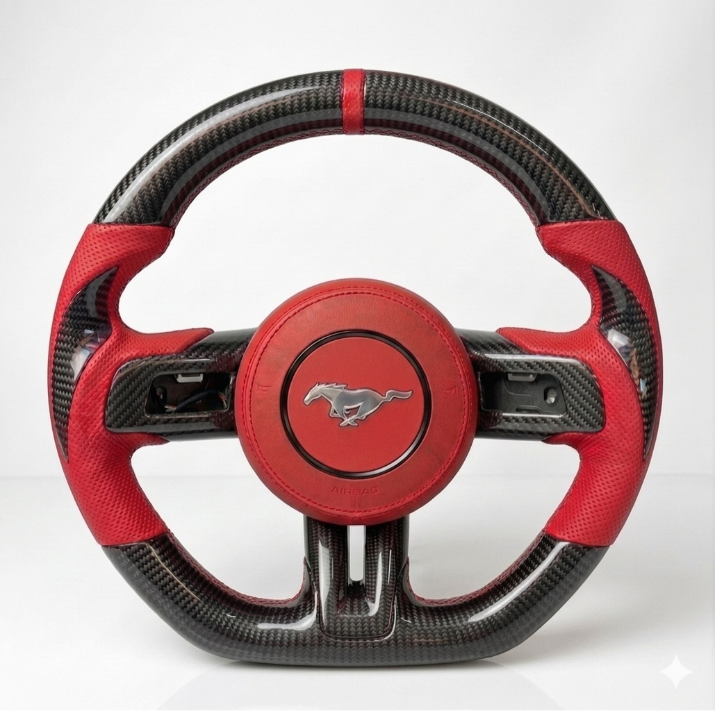 Ford Mustang (2018-2023) Carbon Fiber Steering Wheel W/Trim Piece And Airbag Cover