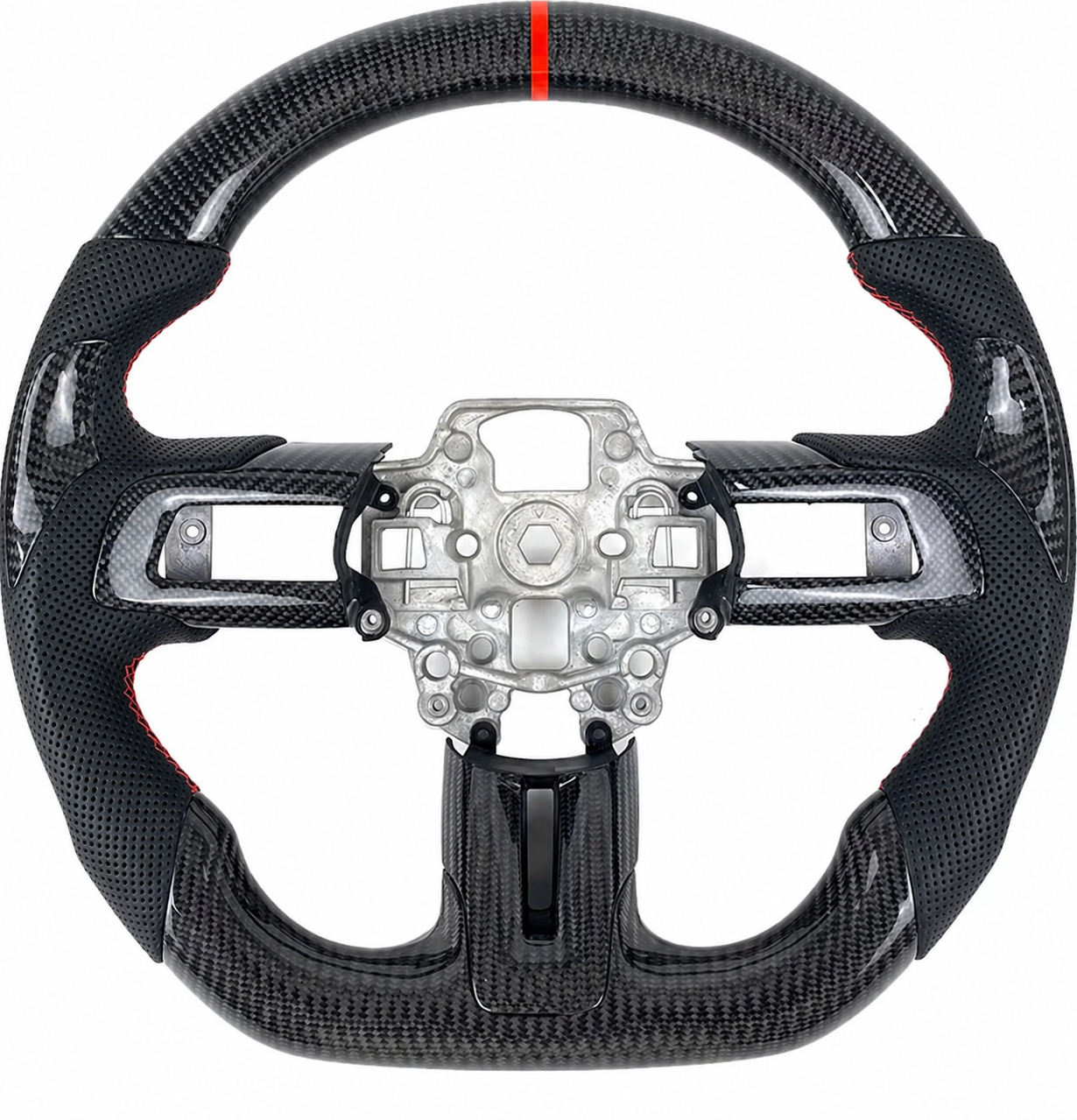 Ford Mustang (2018-2023) Carbon Fiber Steering Wheel W/Trim Piece And Thumb Grips