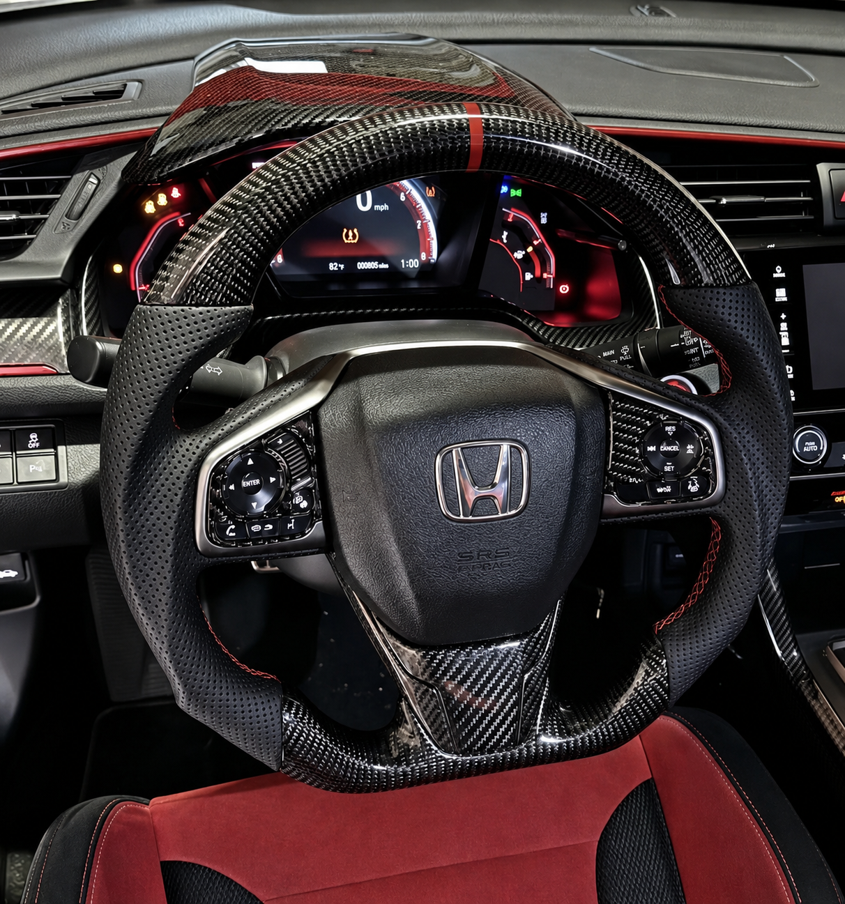 Honda Civic (2016-2021) Carbon Fiber Steering Wheel W/Trim Piece