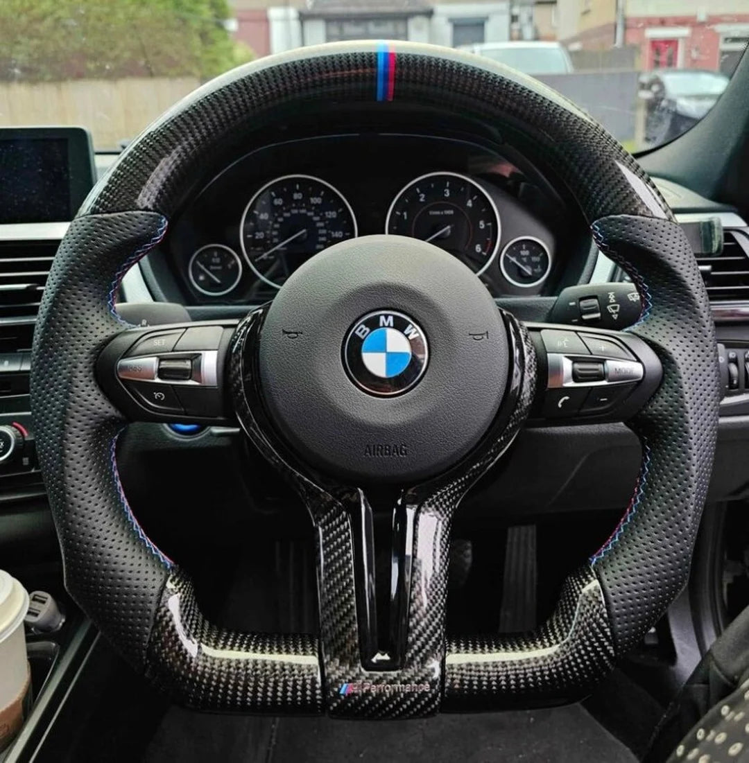 BMW F10 Carbon Fiber Steering Wheel W/Trim Piece Paddle Shifters And Buttons