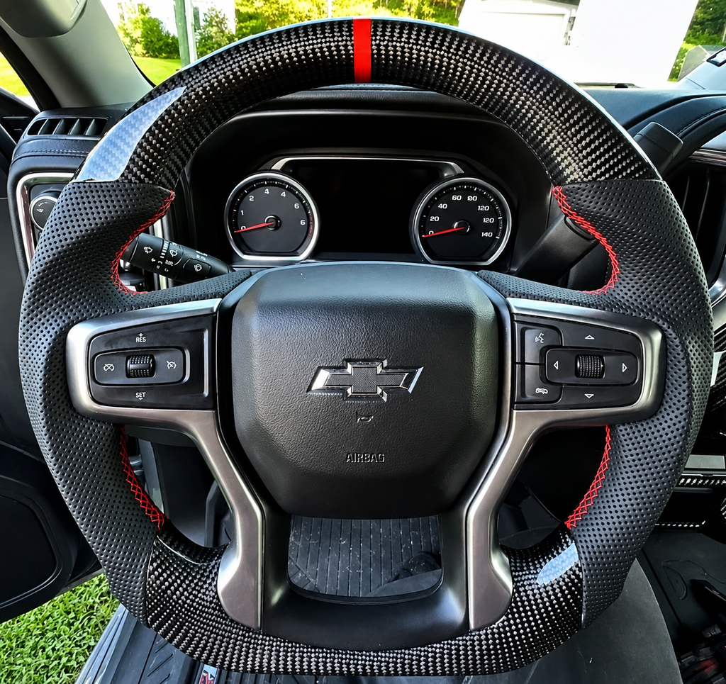 Chevy Silverado (2019-2026) 1500/2500/3500 Carbon Fiber Steering Wheel