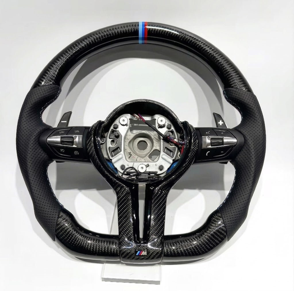 BMW F30 Carbon Fiber Steering Wheel W/Trim Piece Paddle Shifters And Buttons